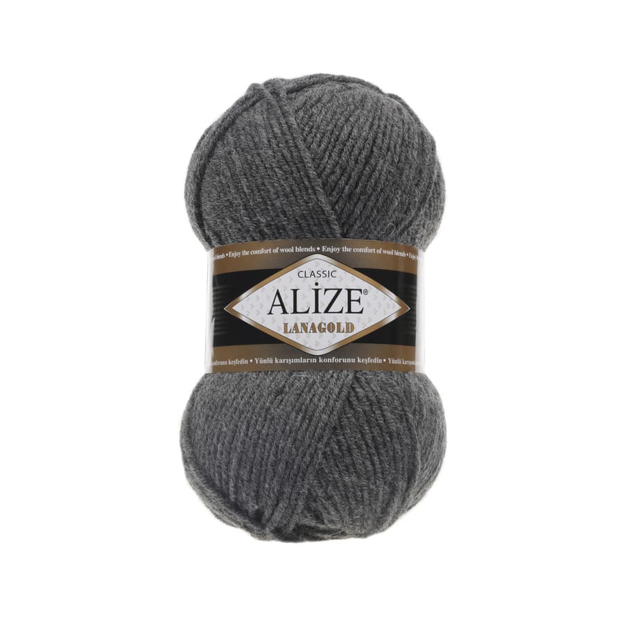 Пряжа LANAGOLD (Alize), цвет 182 средне-серый меланж