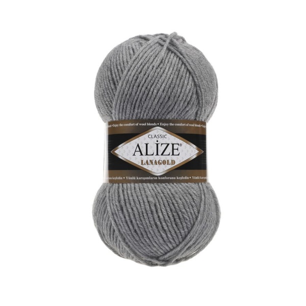 Пряжа LANAGOLD (Alize), цвет 21 серый меланж