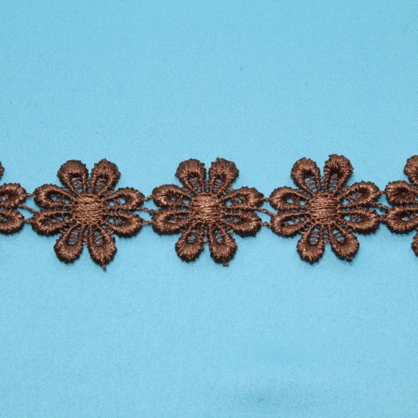 Тесьма -кружево  декоративная  "Ромашка" ширина 2,2 см,  коричневая