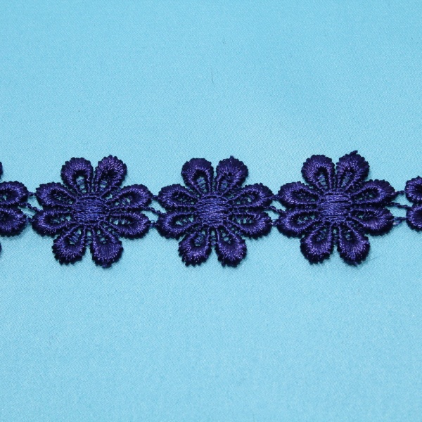Тесьма -кружево  декоративная  "Ромашка" ширина 2,2 см, синяя