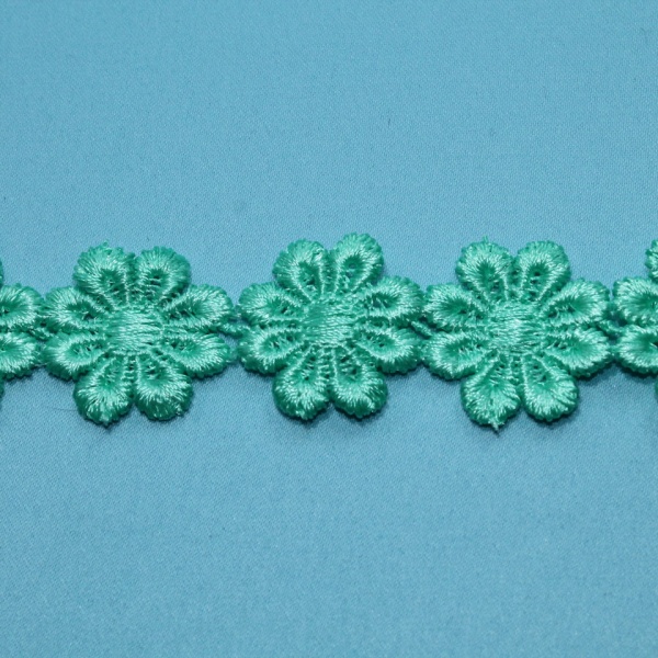 Тесьма -кружево  декоративная  "Ромашка" ширина 2,2 см,  зеленая