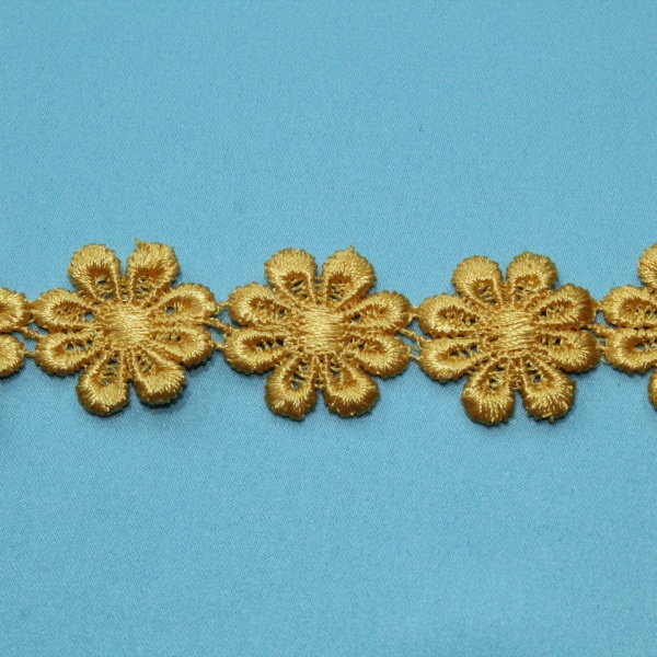 Тесьма -кружево  декоративная  "Ромашка" ширина 2,2 см, золотистая